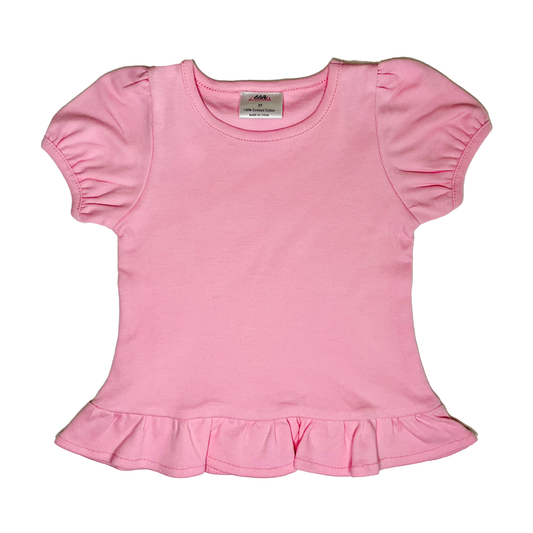 Ruffle Short Sleeve Shirt | Pink