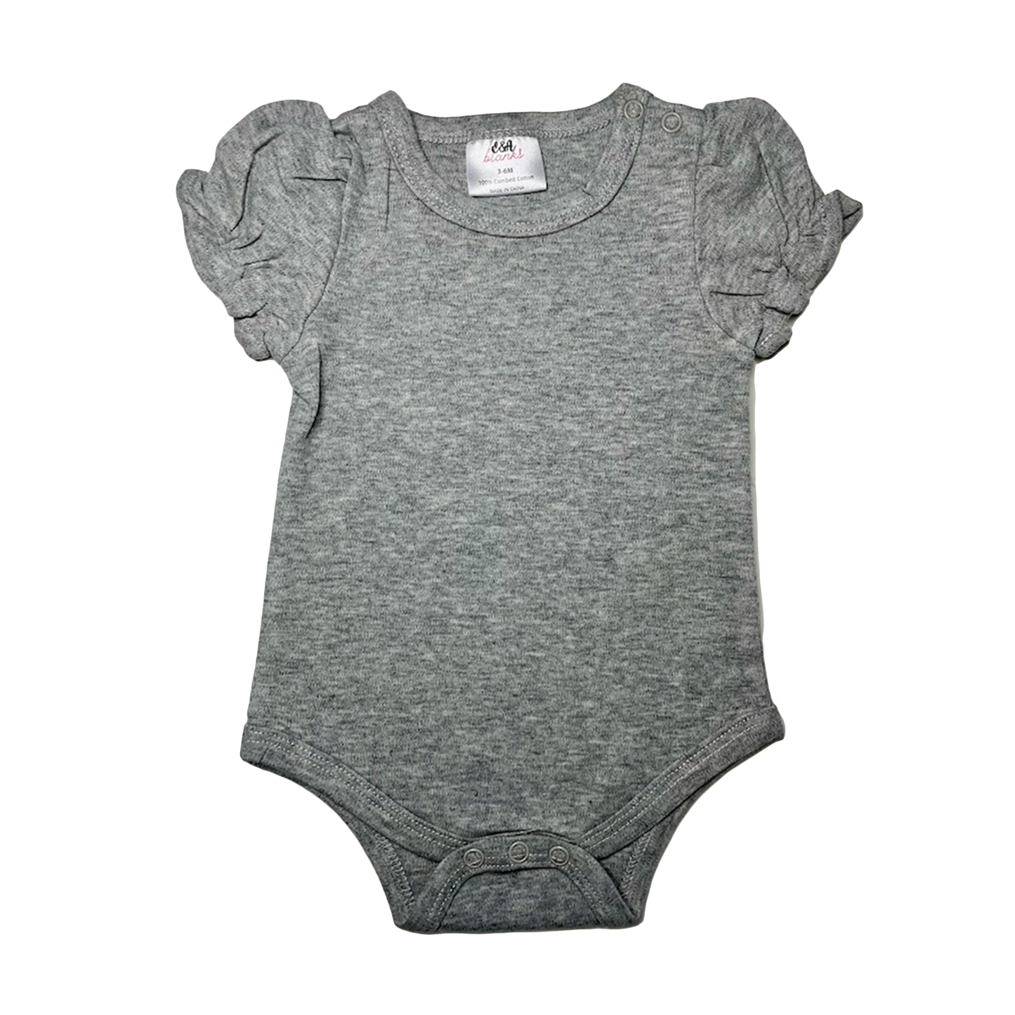 Girls Puff Short Sleeve Bodysuit | Grey