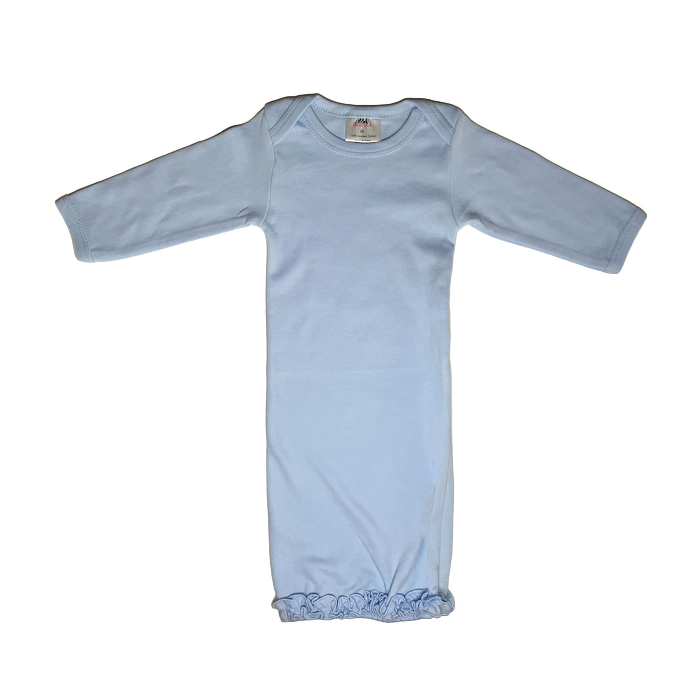 Baby Ruffle Long Sleeve Gown | Baby Blue