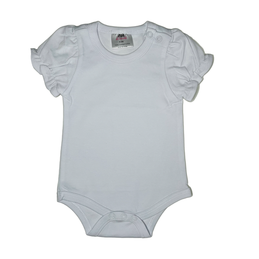 Girls Puff Short Sleeve Bodysuit | White